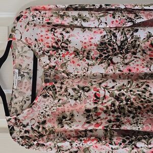 EMILY DANIELS BRAND WOMEN'S SPARKLING PINK & WHITE TUNIC TOP SIZE LARGE